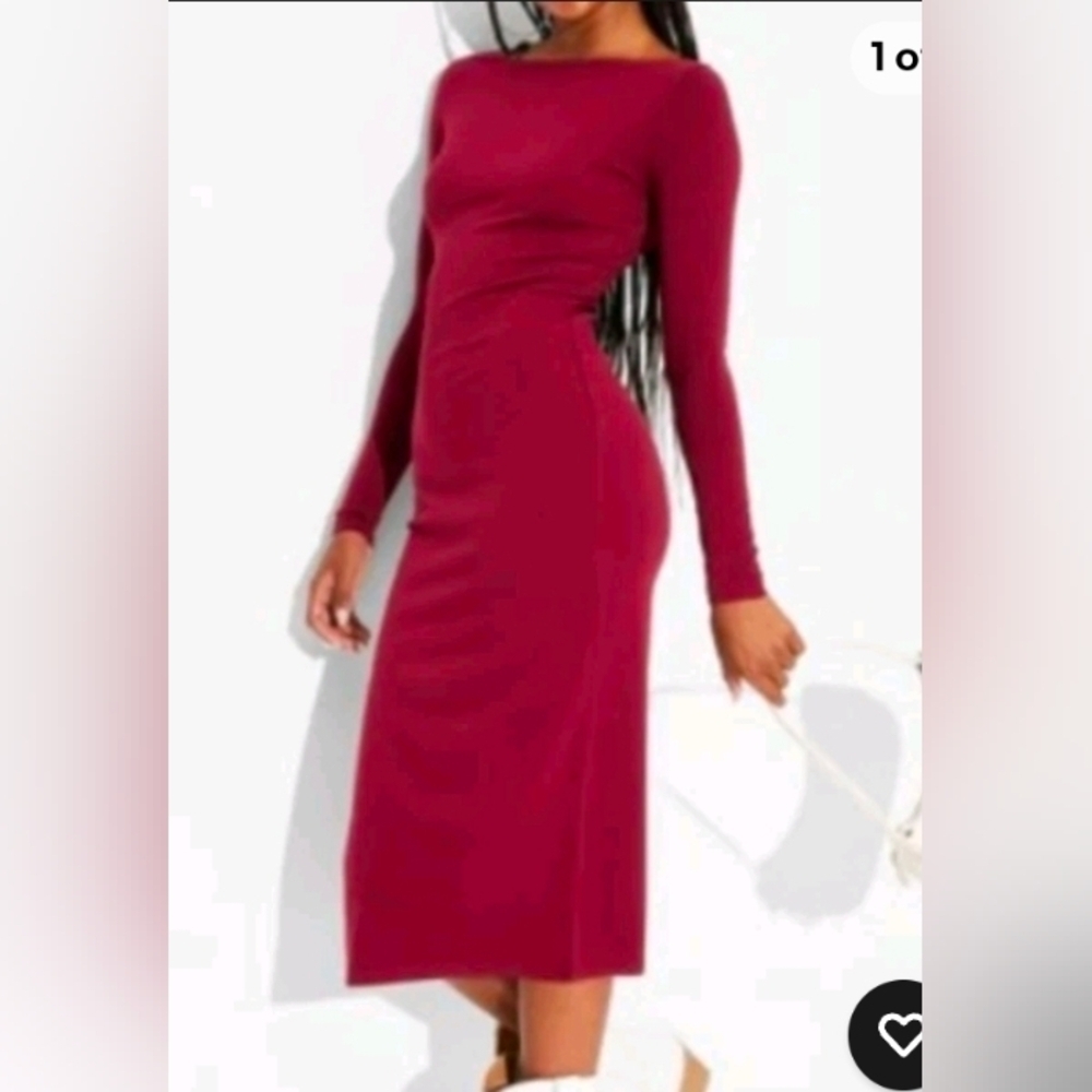 Wild Fable Deep Red Burgundy Knit Bodycon Midi Dress